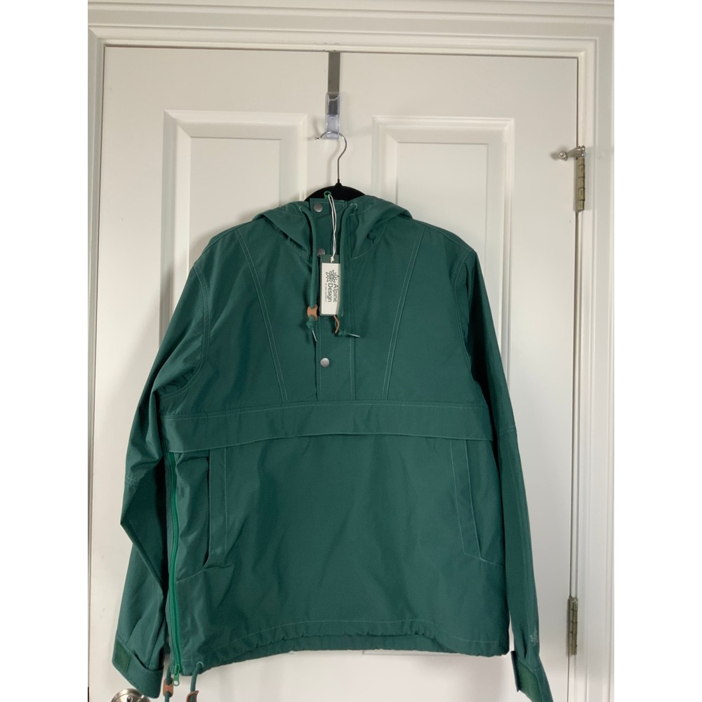 Alpine Mens Green Pullover Jacket Hooded Windbreaker New With Tags Size Small
